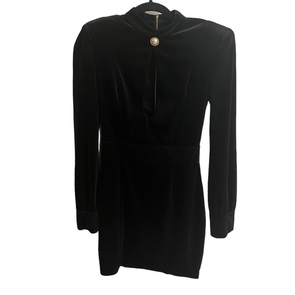 Fashion Nova - Velvet Black Dress with Shoulder Pads - Women’s Size Small - Picture 2 of 8